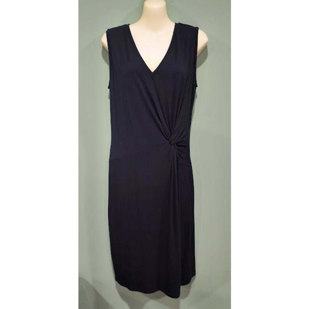 Lauren Ralph‎ Lauren Soft Knit Sleeveless Dress with Knot Detail, Blk, Sz L